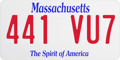 MA license plate 441VU7