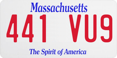 MA license plate 441VU9