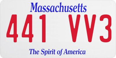 MA license plate 441VV3