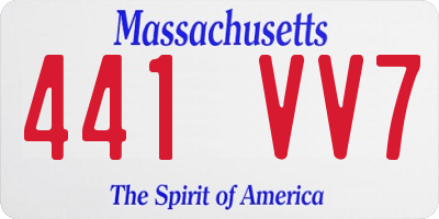 MA license plate 441VV7