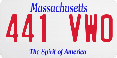 MA license plate 441VW0