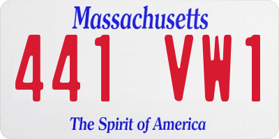 MA license plate 441VW1