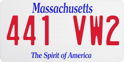 MA license plate 441VW2