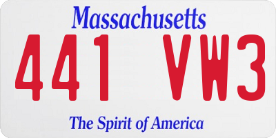 MA license plate 441VW3