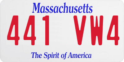 MA license plate 441VW4