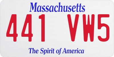 MA license plate 441VW5