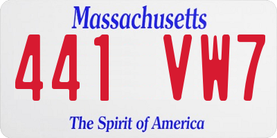 MA license plate 441VW7