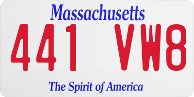 MA license plate 441VW8