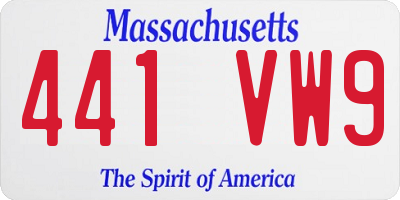 MA license plate 441VW9