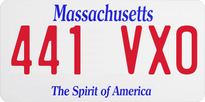 MA license plate 441VX0