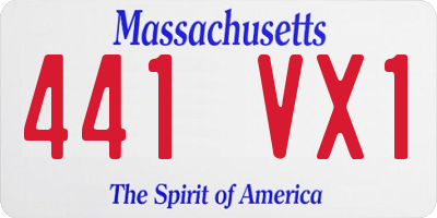 MA license plate 441VX1