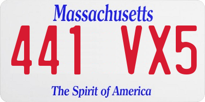 MA license plate 441VX5