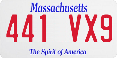 MA license plate 441VX9