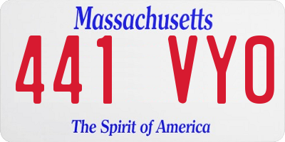 MA license plate 441VY0