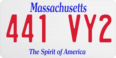 MA license plate 441VY2