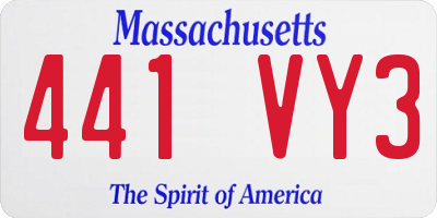 MA license plate 441VY3