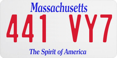 MA license plate 441VY7