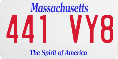 MA license plate 441VY8