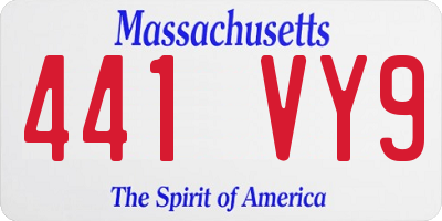 MA license plate 441VY9