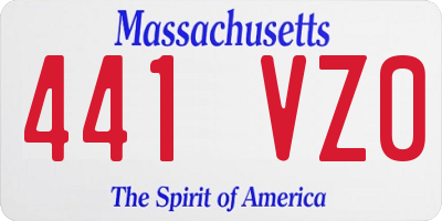 MA license plate 441VZ0