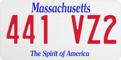 MA license plate 441VZ2