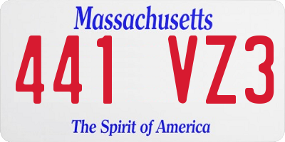 MA license plate 441VZ3