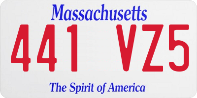 MA license plate 441VZ5