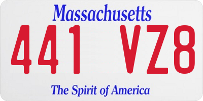 MA license plate 441VZ8