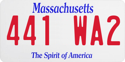 MA license plate 441WA2