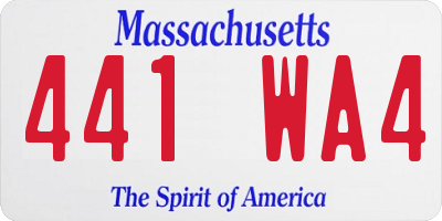 MA license plate 441WA4