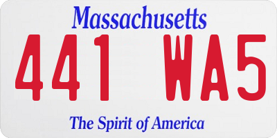 MA license plate 441WA5