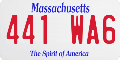 MA license plate 441WA6
