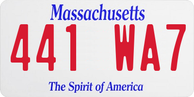 MA license plate 441WA7