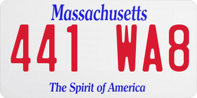 MA license plate 441WA8