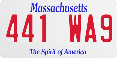 MA license plate 441WA9
