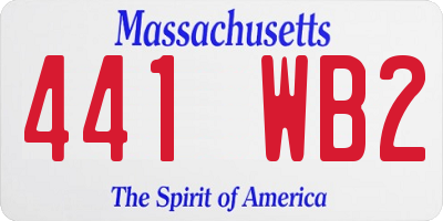 MA license plate 441WB2