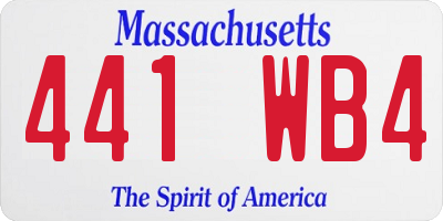 MA license plate 441WB4