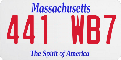 MA license plate 441WB7