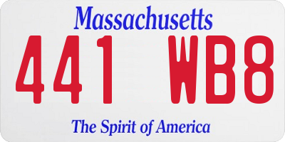 MA license plate 441WB8