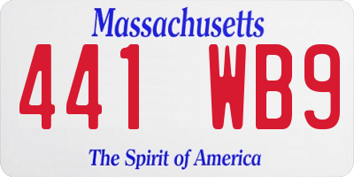 MA license plate 441WB9