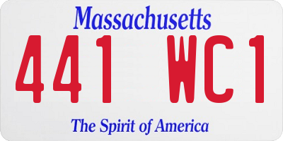 MA license plate 441WC1