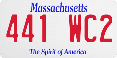 MA license plate 441WC2