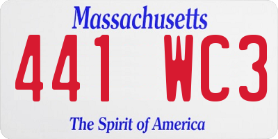 MA license plate 441WC3