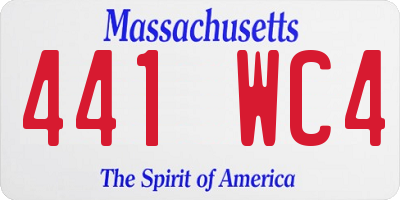 MA license plate 441WC4
