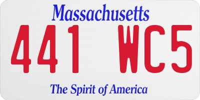 MA license plate 441WC5