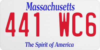 MA license plate 441WC6