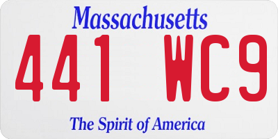 MA license plate 441WC9