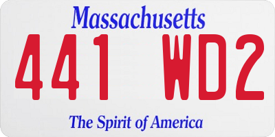 MA license plate 441WD2