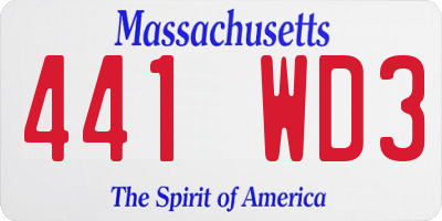 MA license plate 441WD3