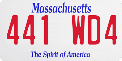MA license plate 441WD4